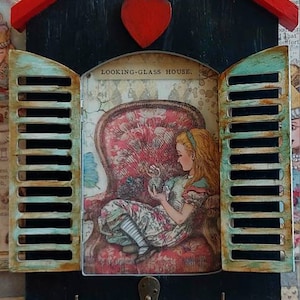 Alice wall organizer, Alice key organizer, Alice key holder, Wonderland holder, Gothic Alice decor,  Alice shadow box, Wonderland rack