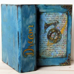 Scatola del libro del mago Decorazione da fiaba Scatola del libro Grimorio Scatola del libro del tempo Regalo di nozze Libro mistico C'era una volta Scatola fantasy Libro dei sogni