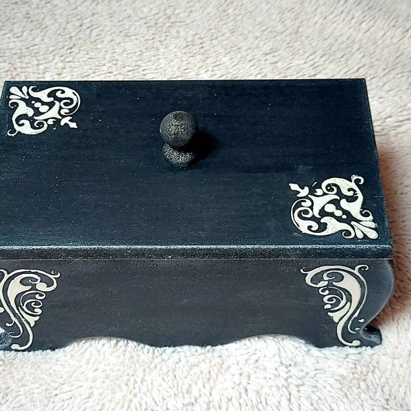 Black Gothic box Gothic decor Witch black box Wicca decor Pagan decor Gothic bedroom decor Magic spell box Witchcraft gift Tarot box Wedding