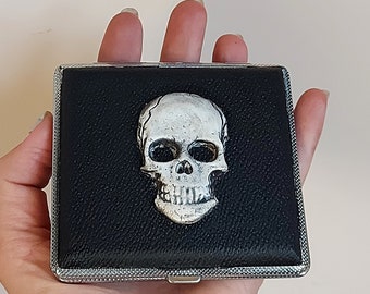 Sigarettenkoker schedel, sigarettenkoker gothic, zwarte sigarettenkoker, decor Goth schedel, spookachtige sigarettenkoker, Victoriaanse gotische hoes, vampierdoos