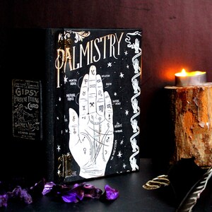 Diseuse de bonne aventure, cabinet de curiosités, boîte de livre de chiromancie, boîte de guide de chiromancie, décoration de chiromancie, boîte de tarot tzigane, boîte de tarot de sorcière, sorcellerie