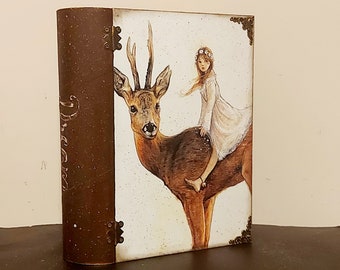 Fairy book box, Fairytale box, Fantasy gift box, Fairytale book box, Forest book box, Deer and girl box, Bird and Fairy box, Large book box