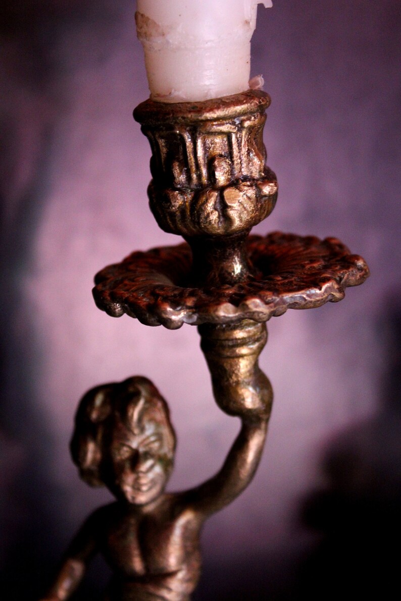 Vintage Candle Holder Brass Candle Holder Cherub Candle Holder Etsy