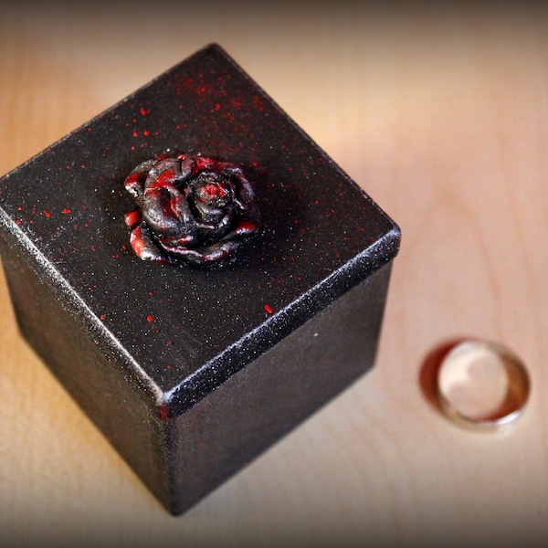 Rose ring box, Gothic ring box, Witch rose decor, Gothic decor, Gothic wedding box, Vampire decor box, Witch wedding box,