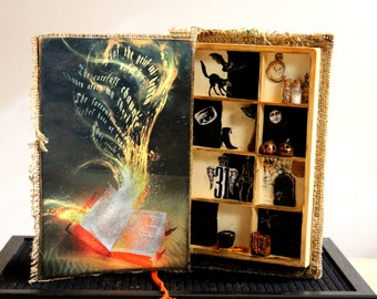 Shadow box miniature Halloween decor Witch miniatures Halloween miniatures Witch decor altar Gothic miniatures Hollow book safe Oddities