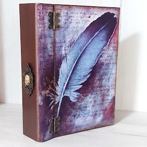 Federbuchschachtel, Buchbox für Briefe, Buch der Träume, Buchschatten, Gothic-Dekor-Box, Geschenk für Schriftsteller, Box im viktorianischen Stil Box für Briefe