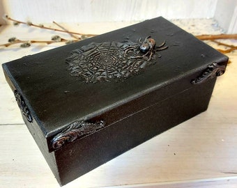 Doos spinnenweb, doos Spider Goth, gotisch huwelijkscadeau, Vampierdoos, Heksentarotdoos, Schaduwdoos, Hekserijdecor, Gotisch decor, Horrordoos,