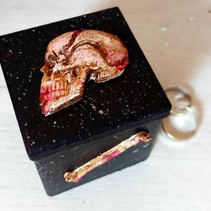 Skull ring box, Skull and bones box, Gothic ring box, Gothic decor, 3D Skull decor, Spooky box, Weird stuff, Horror black box, Witchcraft