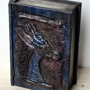 Dragon book box, Gothic Dragon art,  Dragon gift box, Medieval art box, Norse decor box, Dragon clay box, Viking pagan box, Gothic dragon