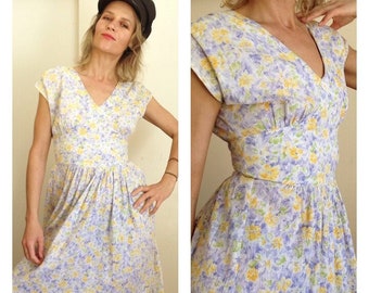 60er Vintage Florales Kleid , Prairie, Frühlingskleid, 60er Jahre
