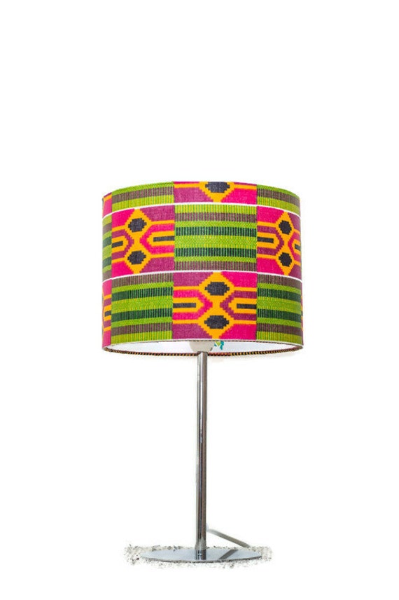 Lampe de Chevet ou à Poser en Tissu Wax Africain Aux Motifs Géométriques, Lampe Table Enfant Bureau,
