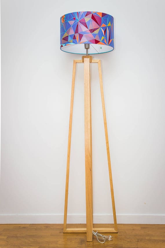 Lampshade Or Hanging Ceiling Light In Wax Fabric African Ethnic Pattern Pattern Thamani 5 Blue Purple