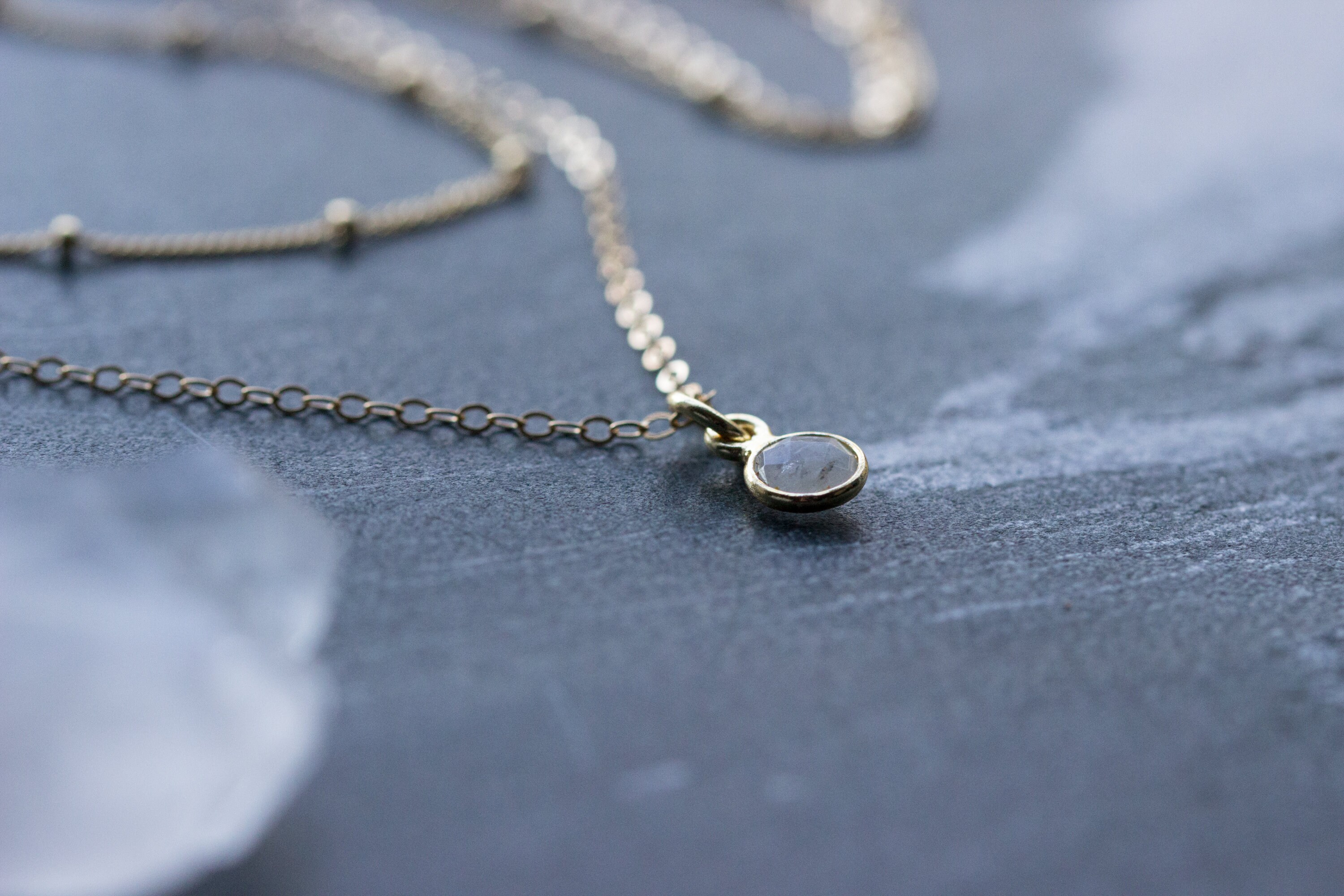 Moonstone Gold Layered Necklace Set Crystal Charm Dainty Etsy