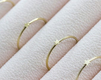 Dainty 14k Gold Star Ring, Slim Stacking Ring, Skinny Thin Minimalist Stackable Gold Rings, 14k Gold Filled Ring Gift Boxed #05R-01-001