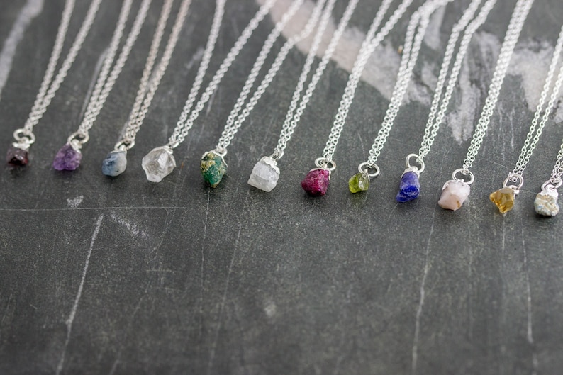 Raw Birthstone Crystal Necklace, Sterling Silver, Personalised Unique Rough Gemstone Pendant, Gift for Her, Mother, Grandmother 02AN-03-033 image 5