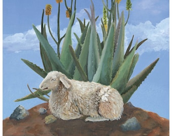 Sheep + Aloe Print