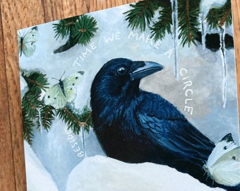 Crow in Snow Greeting Card