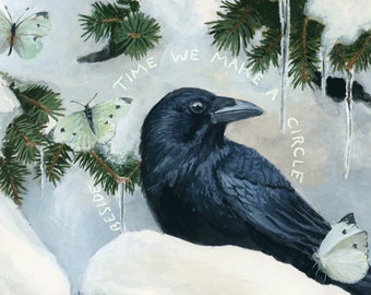 Crow in Snow Print