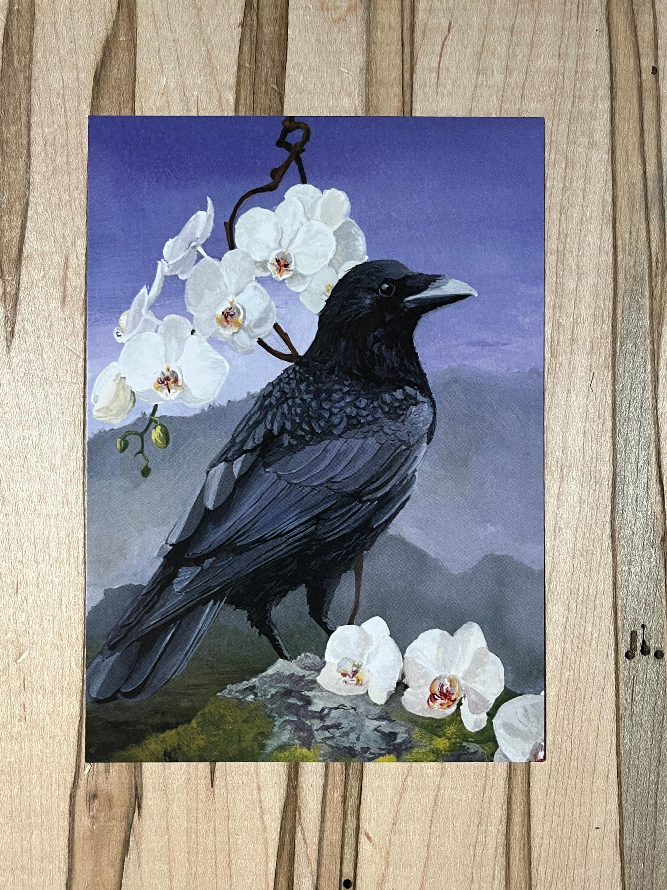 Orchid Crow Postcard - Etsy