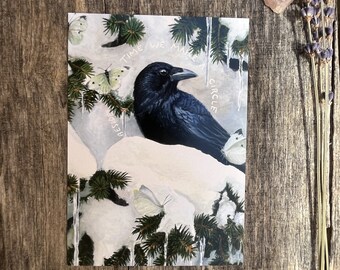 Crow in Snow Postcard