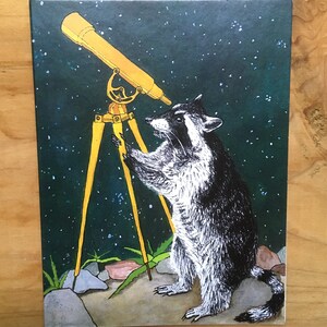 Carte de vœux du raton laveur et du télescope