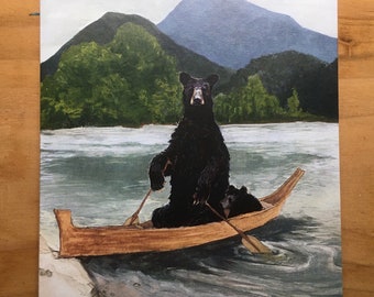 Carte de vœux Ours en bateau