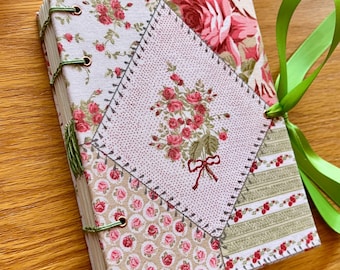 Handmade Journal, Handbound Sketchbook, Creative Art Journal, Travel Sketchbook, Keepsake Notebook, Shabby Chic Journal, Roses Diary