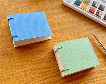 Handmade 2x2.5 Watercolor Book, Mixed Media Art Journal, Tiny Sketchbook, Travel Art Book, Artist Keepsake, Handbound Mini Painting Journal