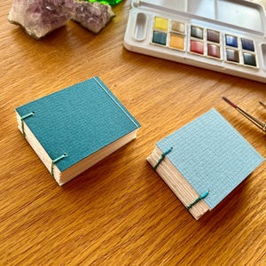 Handmade 2x2.5 Watercolor Book, Mixed Media Art Journal, Tiny Sketchbook, Travel Art Book, Artist Keepsake, Handbound Mini Painting Journal
