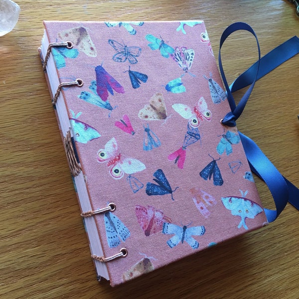 Handmade Journal, Handbound Moths Sketchbook, Mixed Media Art Journal, Travel Sketchbook, Vision Diary,  Gift Notebook, Creative Garden Book