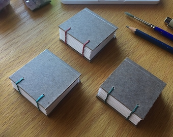 Handmade 2x2 Mixed Media Art Book, Handbound Tiny Sketchbook, Small Watercolor Journal, Travel Art Book, Artist Keepsake, Mini Painting Book