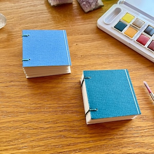 Handmade 2x2 Watercolor Book, Mixed Media Art Journal, Tiny Sketchbook, Travel Art Book, Artist Keepsake, Handbound Mini Painting Journal