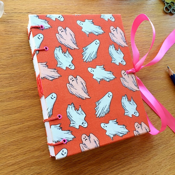 Handmade Glow in the Dark Journal, Handbound Sketchbook, Summerween Art Journal, Travel Sketchbook, Spooky Cute Diary, Ghost Cover Notebook