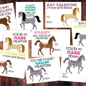 INSTANT DOWNLOAD - Horse Valentine&#39;s Day Cards | Printable Valentine&#39;s | Pony Valentine&#39;s | Kids Valentine&#39;s | Digital