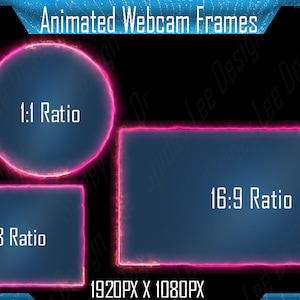 Animated Pink Pulse webcam overlay,  Animated Webcam Overlays, Animated circle webcam overlay, Animated Curved corner webcam overlay.