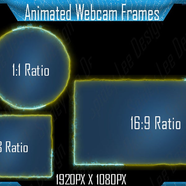 Animated Yellow Duel pulse webcam overlay, Animated Webcam Overlays, Animated circle webcam overlay, Animated Curved corner webcam overlay.