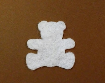 Teddy Bear Felt Cut Out for wax dipping or other projects, 50 count, white only