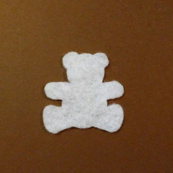 Teddy Bear Felt Cut Out for wax dipping or other projects, 50 count, white only