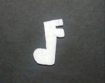 Musical Note Felt Cut Out for wax dipping and other projects, 50 count, white only, wax samples, customer samples, felt shapes