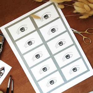Cartes de maquillage des yeux / graphiques de visage - Yeux en amande - Ensemble de x10