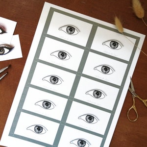 Cartes de maquillage des yeux / cartes faciales - Demi Monolid Eyes - Ensemble de x10