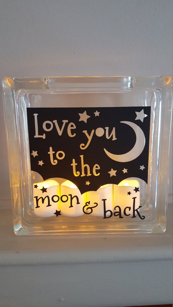Decorative Frosted Glass Block with I love you to the Etsy