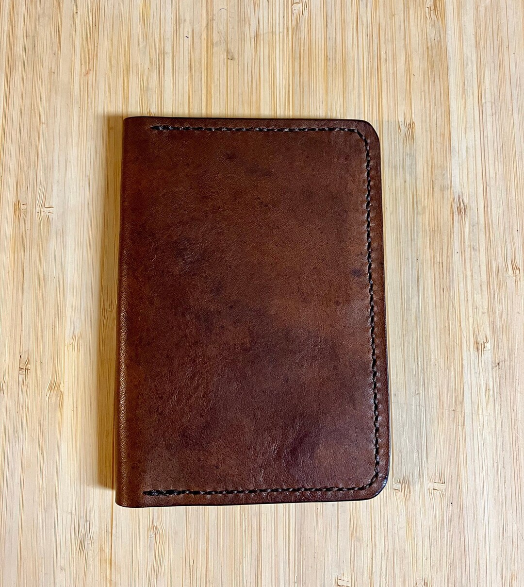 Rustic Walnut Passport Cover Italian Leather /handstitched Leather
