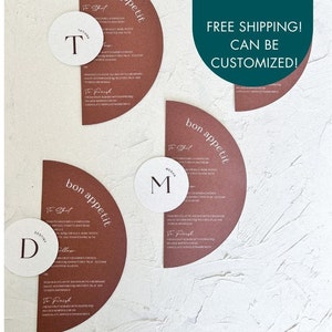 Half Circle Menu card and round place card set