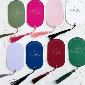 Oval arch shape place card with tassel || escort card, wedding name card
