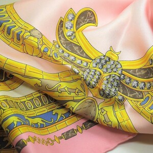 CARTIER SILK SCARF Vintage L'Égypte Scarab and Panther Motif with Original Cartier Tag image 1