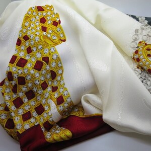 CARTIER SCARF, "Panthere Royale" Motif, 100% Silk, Made in Italy, Cartier Box & Certificate, Foulard Soie, Vintage Scarf, Luxury Scarves image 1