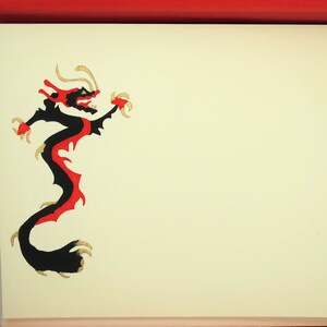 CARTIER STATIONERY, "Chinese Dragon" by Bill Glass for Cartier, Set of 5 w Envelopes & Box, Note Cards, Cartier circa 1990, Fine Stationery image 5