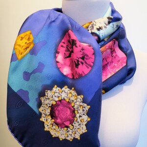 CARTIER SCARF, "Florals & Jewels" Motif, 100% Silk with Cartier Tag and Box, Cartier Foulard Soie, Vintage Scarves, Luxury Scarves
