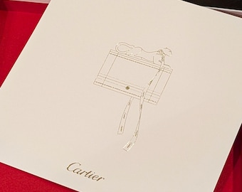 Maison CARTIER Stationery Set of 10 Large Note Cards with Gold Imprint Boutique Decor and Cartier Signature Envelopes comes in Original Box